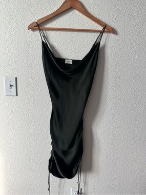Aritzia Wilfred Olive Green Satin Cowl Neck Top